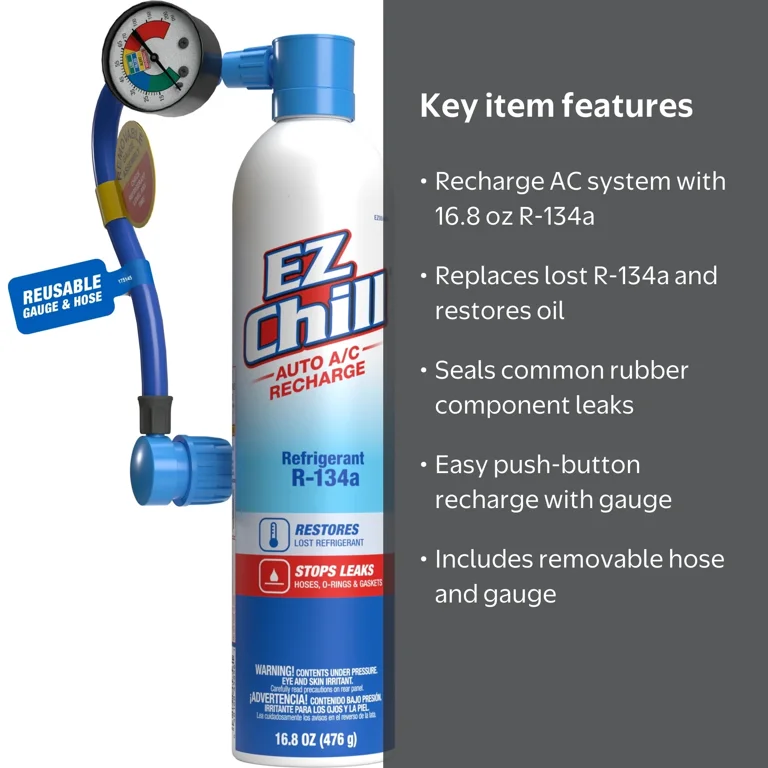 EZ Chill R-134a Auto AC Recharge Kit - 16.8 oz (CA Compliant