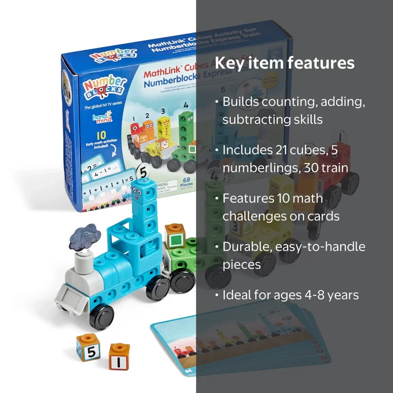 hand2mind Numberblocks Train MathLink Cubes Set, Kids Building