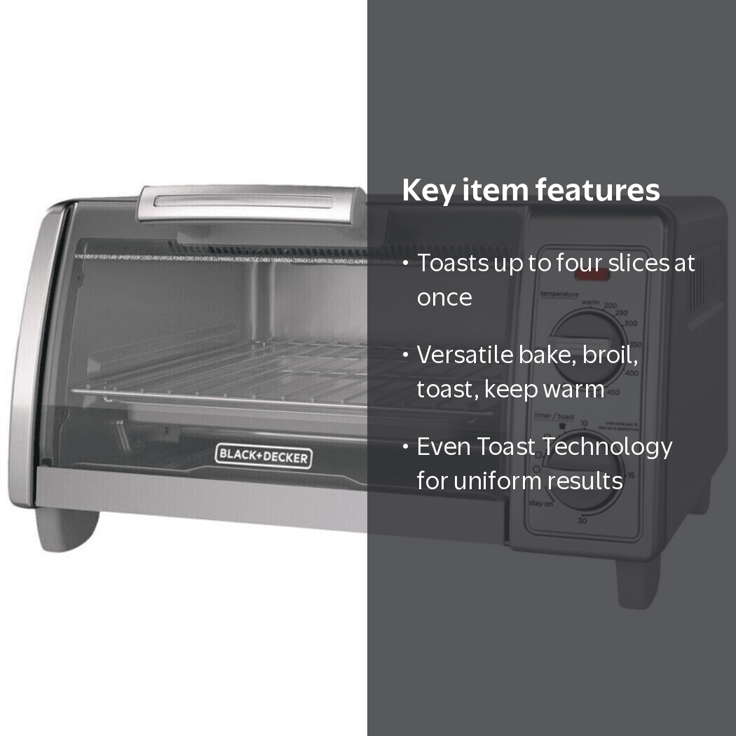 BLACK+DECKER, 4 Slice Toaster Oven, TO1701SG, Stainless Steel