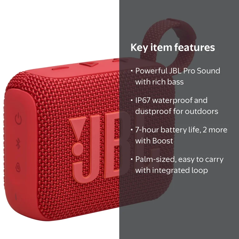 JBL, Bluetooth Speaker, Ultra-Portable Red, Waterproof Dustproof