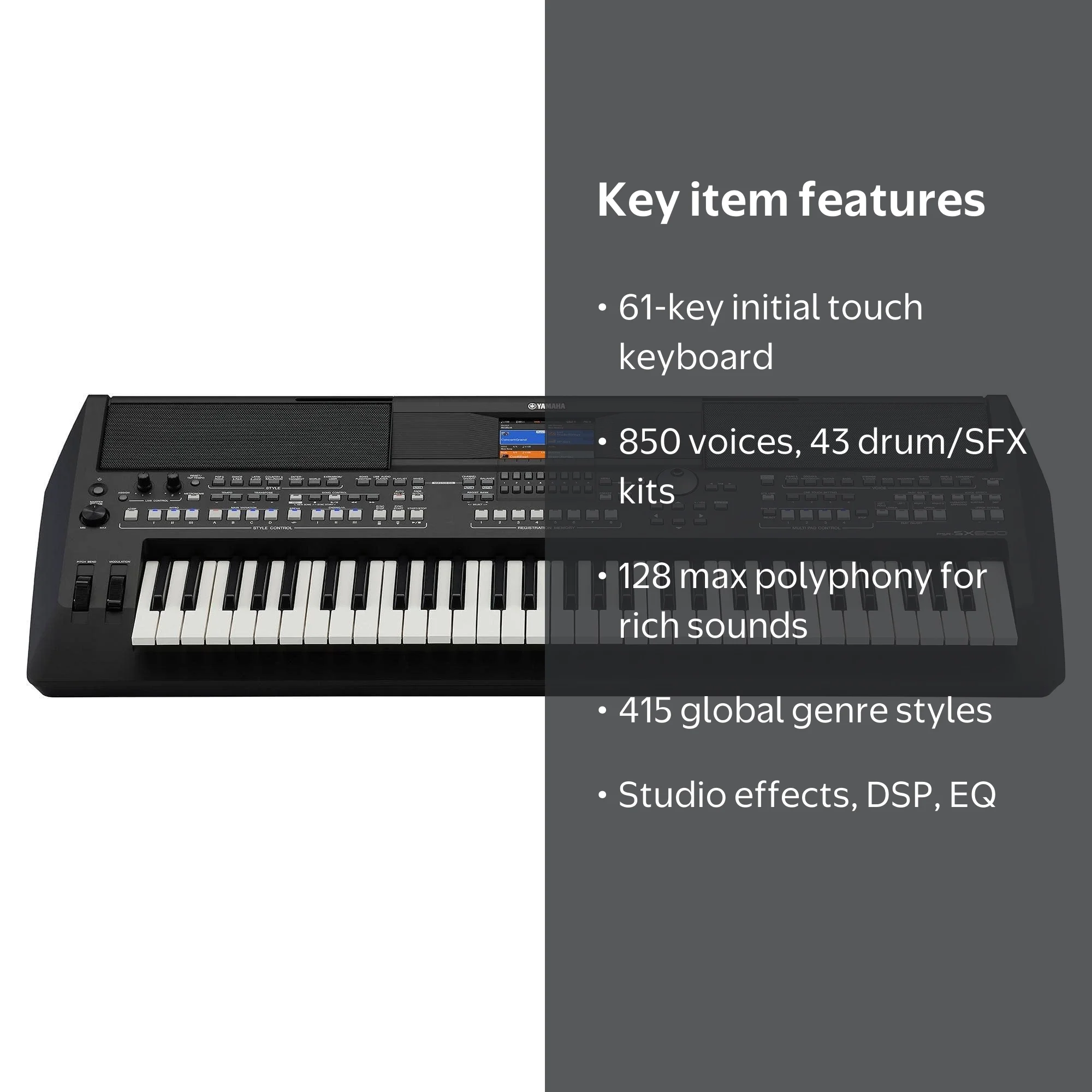 Yamaha PSR-SX600 61-Key Digital Piano Arranger Workstation with