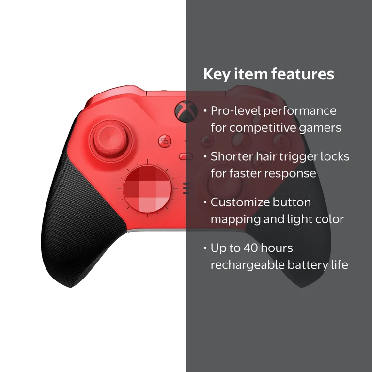 X-Box Elite Series 2 Core Wireless Controller, Red Black, Custom