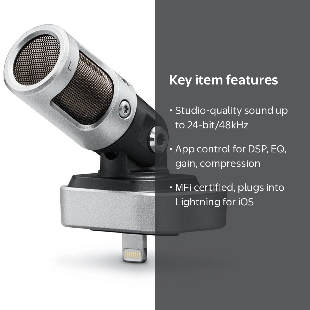 SHURE MV88 condenser mic Lightningほぼ未使用 Shure MV88 iOS Digital Stereo Condenser Microphone for Music