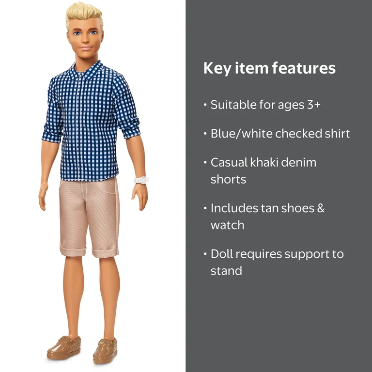 Barbie Ken Fashionistas Original Doll 7 Preppy Check - Walmart.com