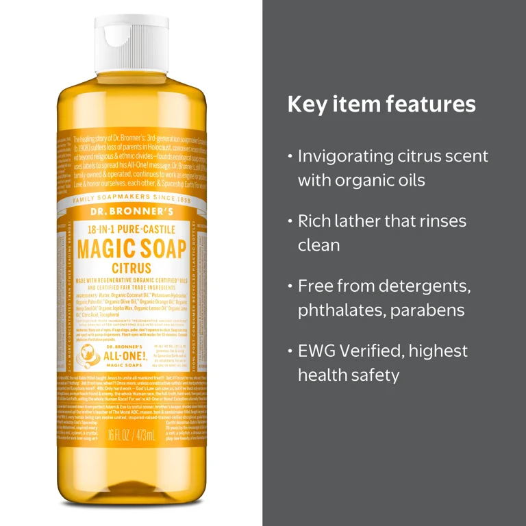 Dr. Bronner's Pure-Castile Liquid Soap – Citrus Organic Fair Trade