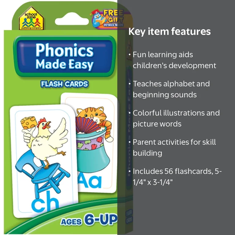 School Zone Flash Cards, Phonics Made Easy, Alphabet and Reading