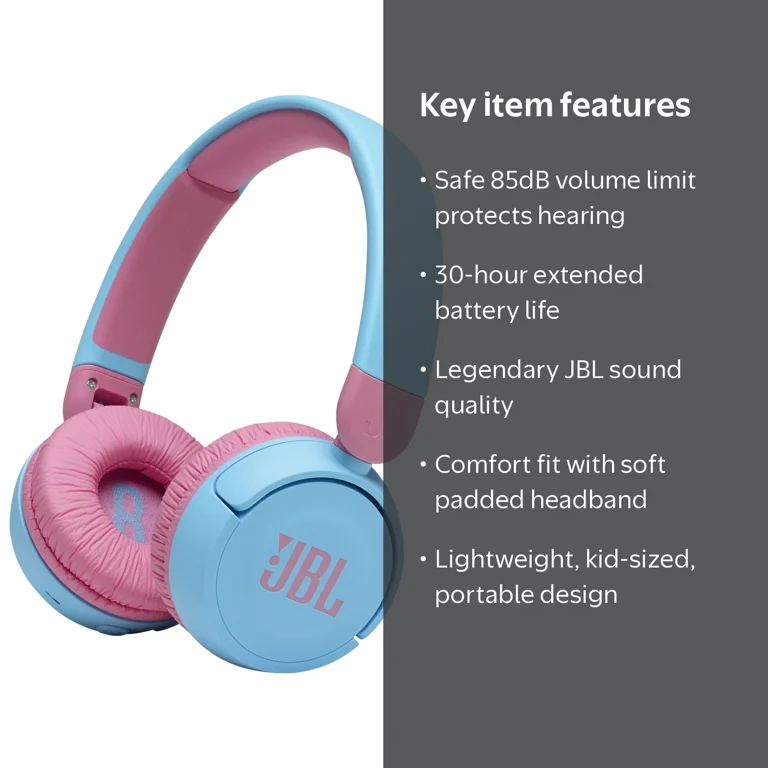 JBL Kids Jr310 Series Wireless On-Ear Headphones - Blue - Walmart.com