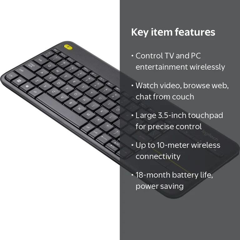 Logitech, Wireless Touch TV Keyboard, 14.5