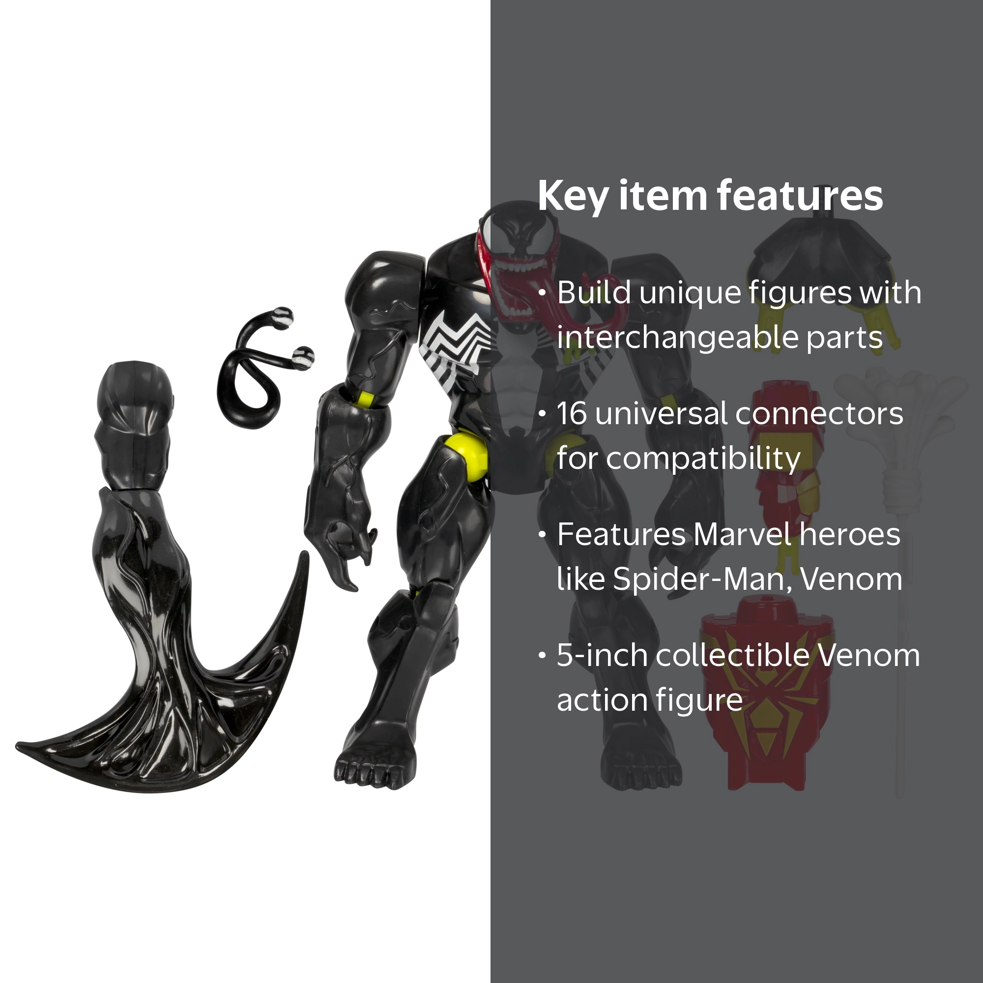 Free Shipping! Spider-Man MixMashers Marvel Venom Deluxe Action