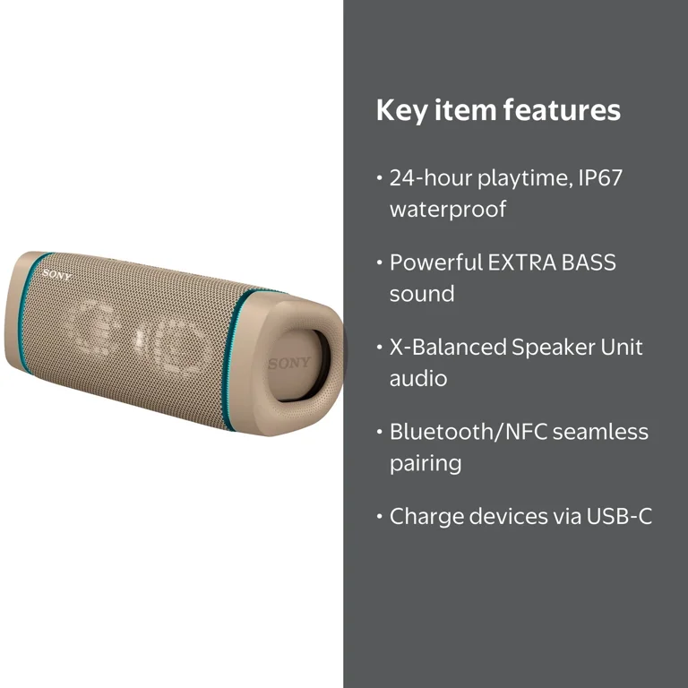 Sony SRS-XB33 EXTRA BASS Wireless Bluetooth Speaker, Waterproof