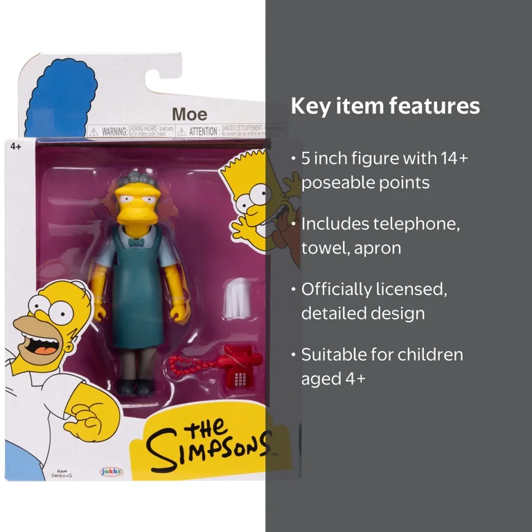 The Simpsons, Moe Action Figure, 5 inch, with Accessories for Kids