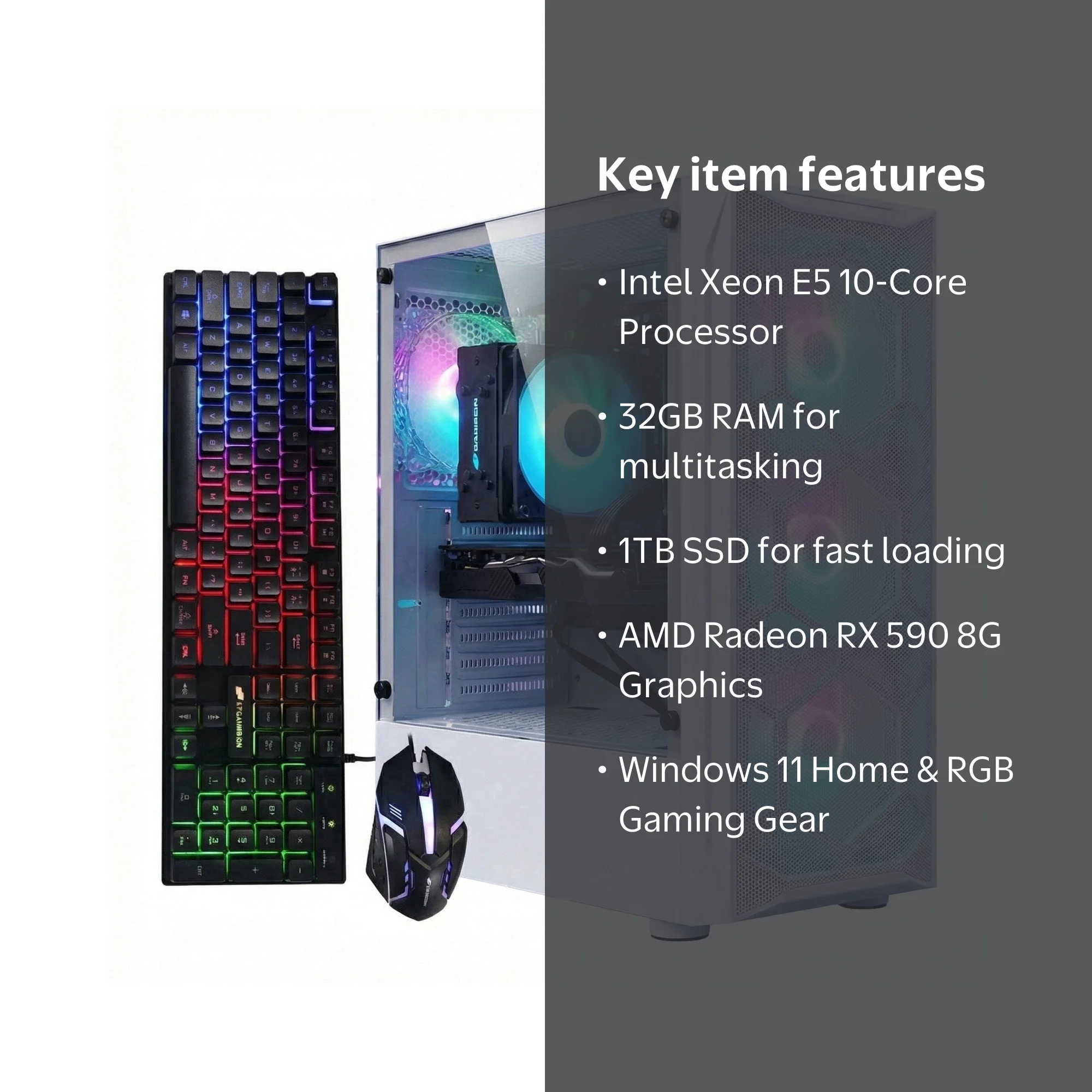 STGAubron Gaming PC with Intel Xeon E5 2.5G, AMD GPU, 32G DDR3, 1T