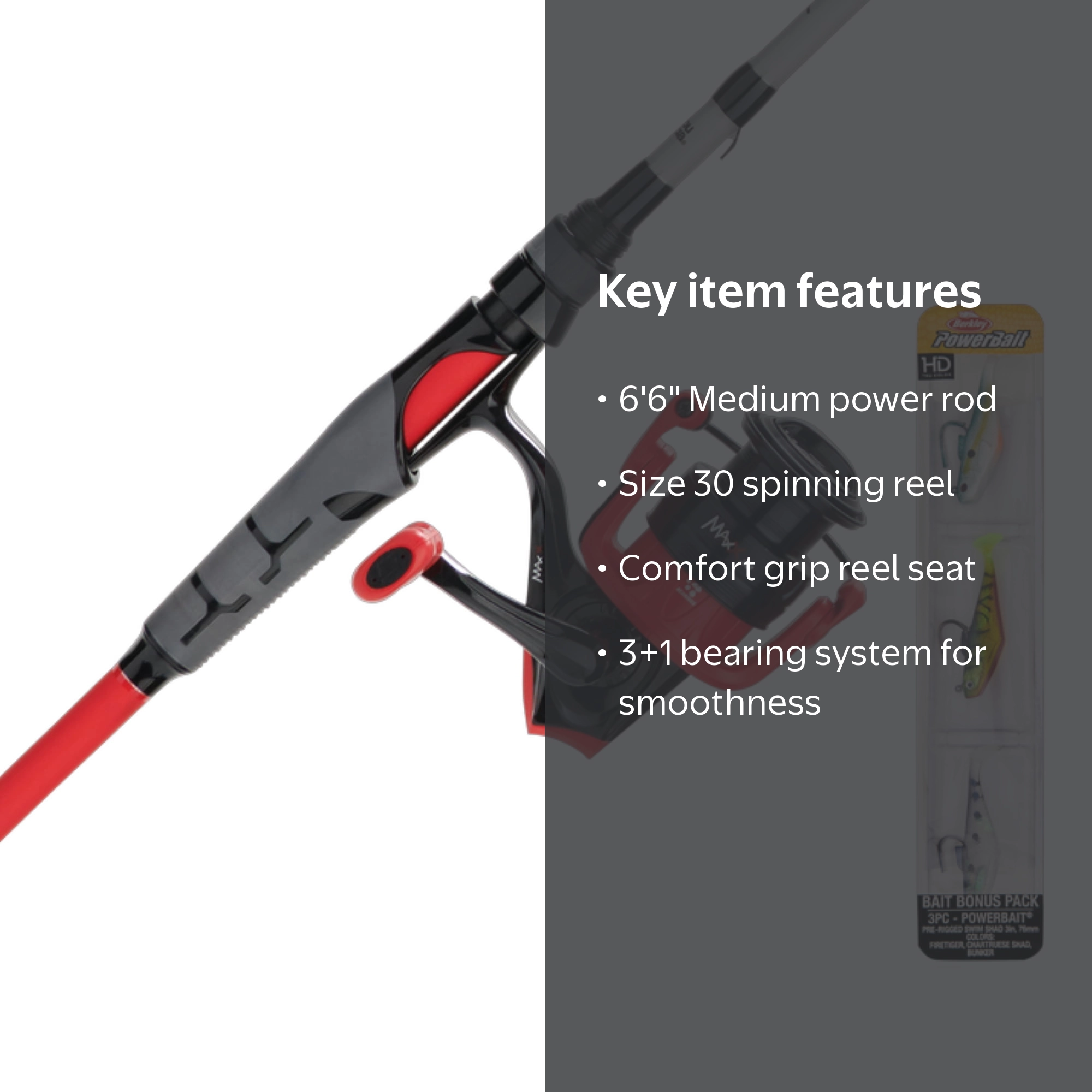 abu garcia promax 30 spinning combo 6ft 6in Abu Garcia Max X Spinning Combo with Bait Pack, 6'6