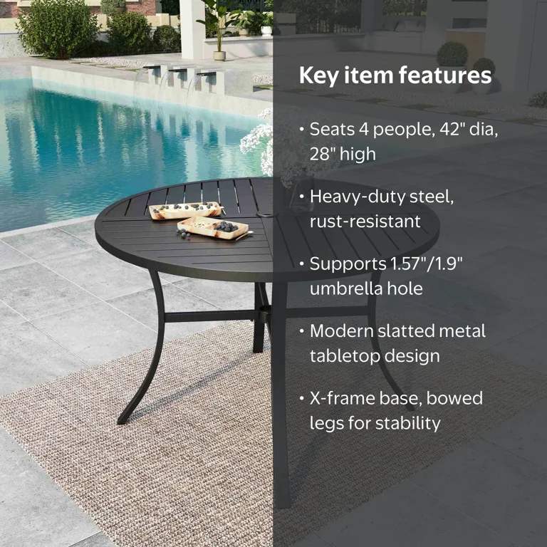 best patio umbrella size for a 42 round table MFSTUDIO 5 Pcs Dining Set fo 4, 42" Wrought Iron function Fabric Patio Umbrella Size Guide: Find
