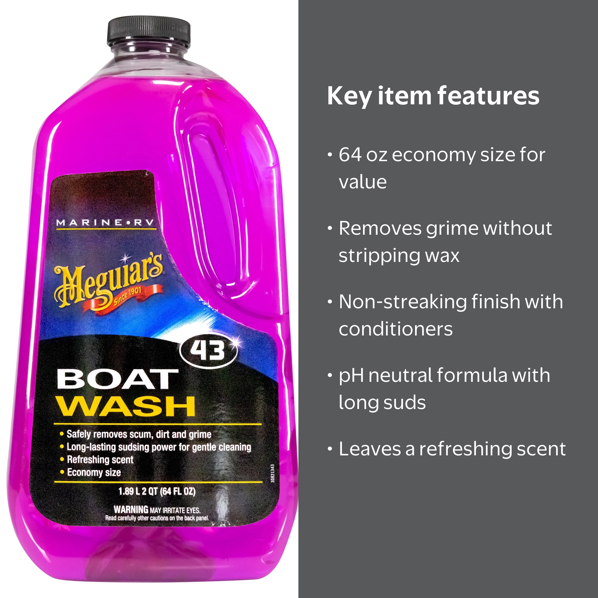 Meguiar's M43 Marine RV Boat Cleaner, Non-streaking Soap, Lasting