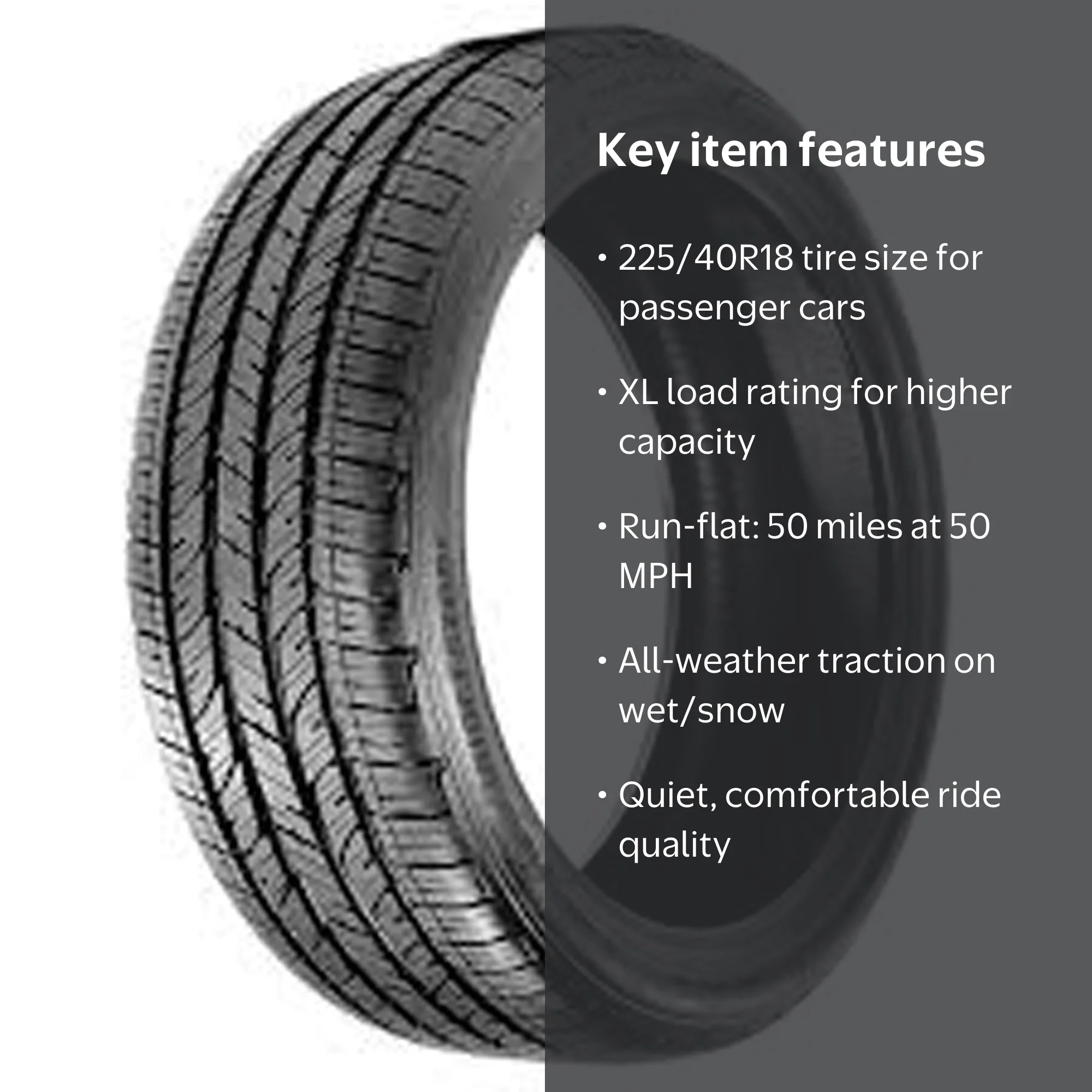 Bridgestone, Passenger Tire, 225/40R18 92H XL, All Season Run-Flat