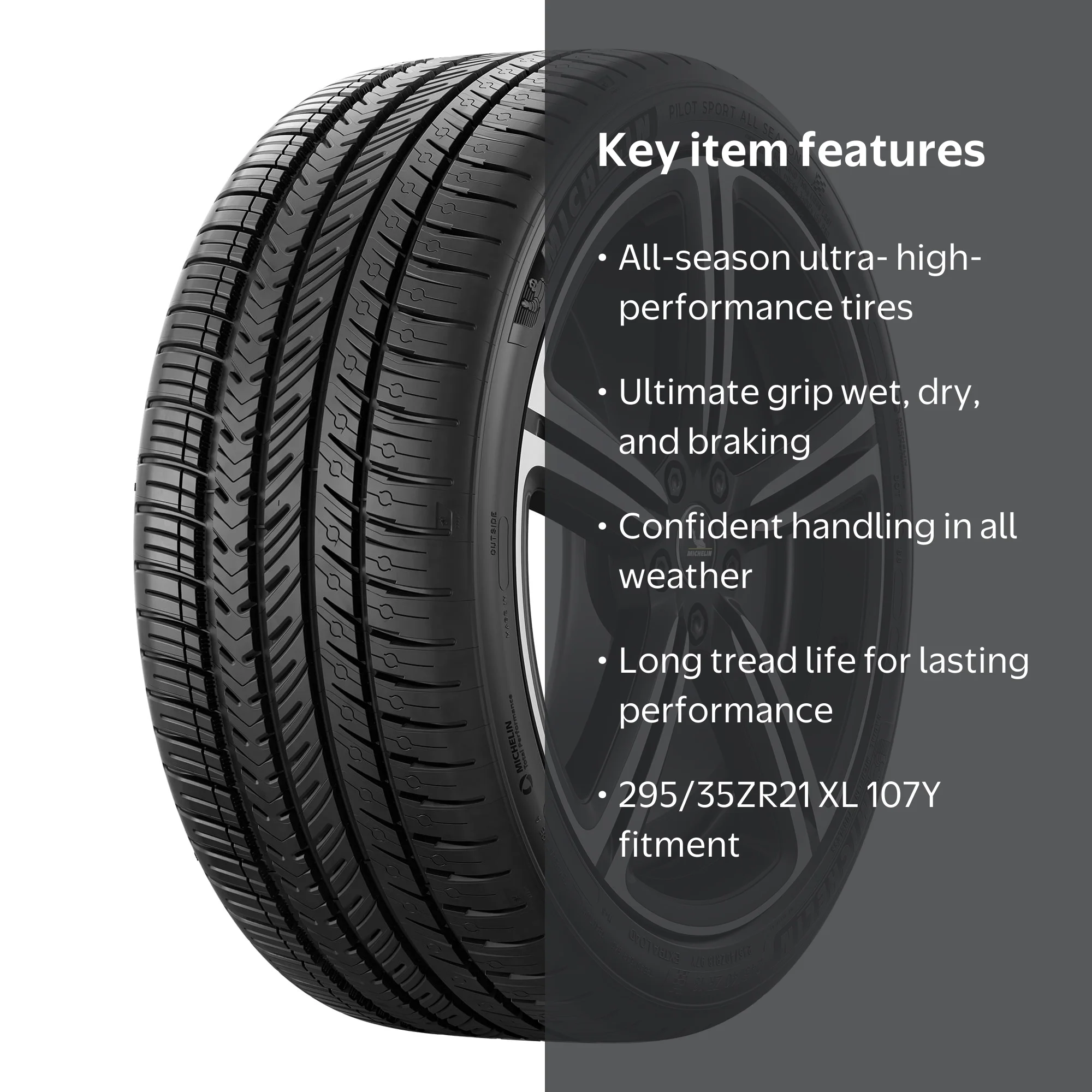 Michelin Pilot Sport All-Season 4 295/35ZR21/Xl 107Y Tire Fits