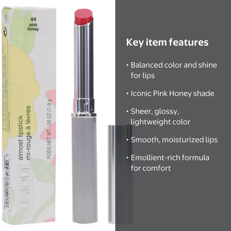 Clinique, Almost Lipstick, Pink Honey 0.06 oz, Sheer Gloss