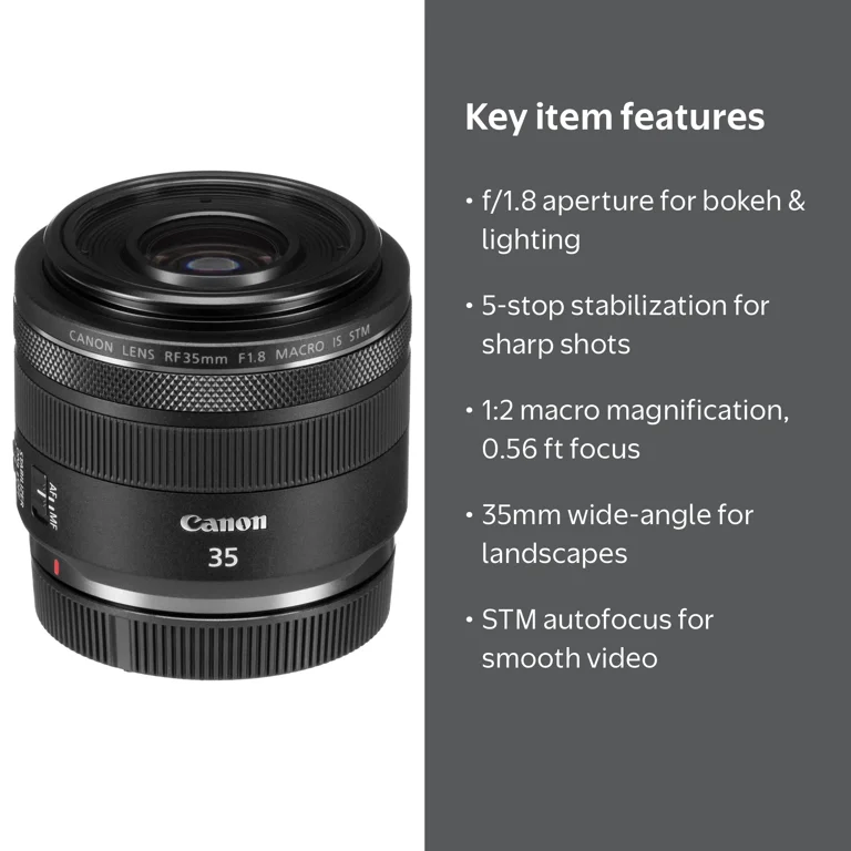 Canon Wide-Angle Camera Lens RF-35mm F1.8 Macro IS STM - Walmart.com