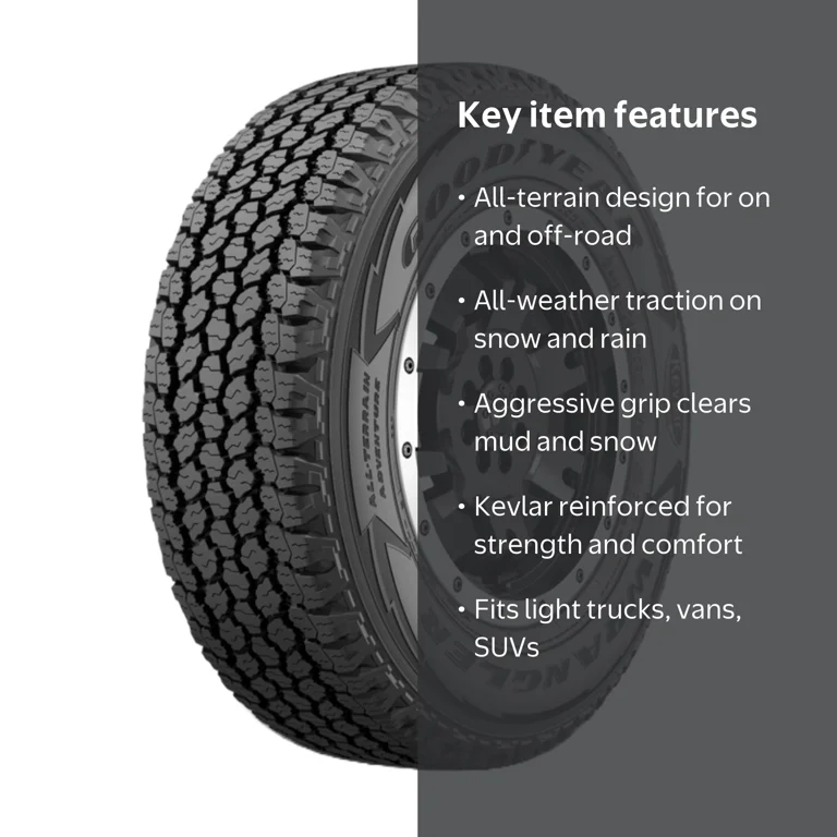 Goodyear, All-Terrain Tire, LT265/70R17 121/118S E, Kevlar