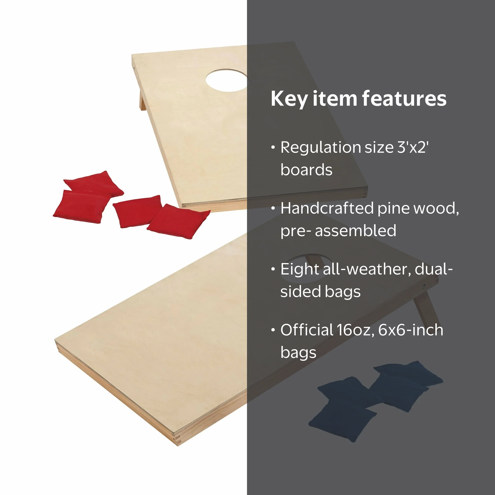 MD Sports 36-inch Solid Wood Cornhole Set with All-Weather Bean