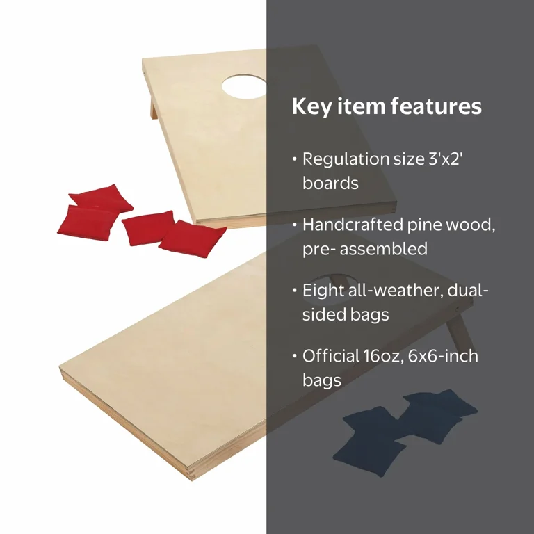 MD Sports 36-inch Solid Wood Cornhole Set with All-Weather Bean