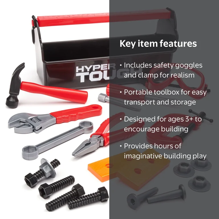 Kid Connection 21-Piece Toolbox Set with Toy Tools for Toddlers