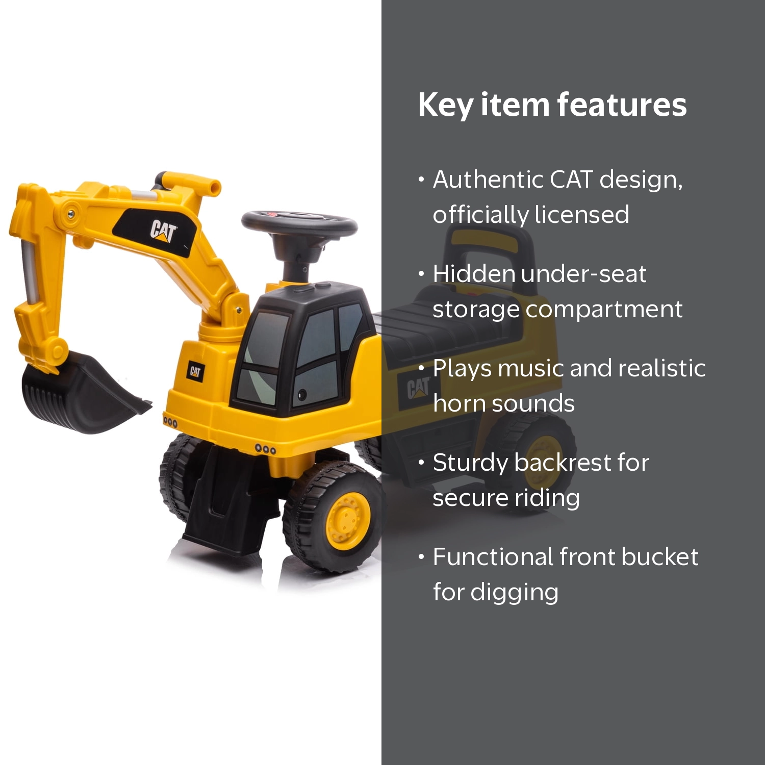 ✴️♥可愛い　USA製 ブリキ　チャイルドカート♥ CAT, Excavator Push Car, Functional Front Bucket, Under-seat