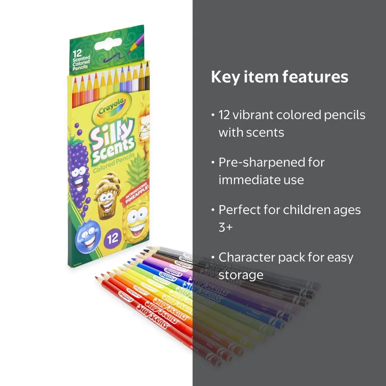 Crayola Silly Scents Twistable Colored Pencils Set, 12 Pieces for