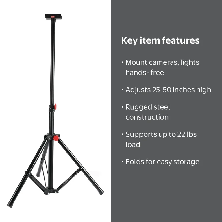 Hyper Tough Tripod Stand, Adjustable from 25-50 inches, Compatible