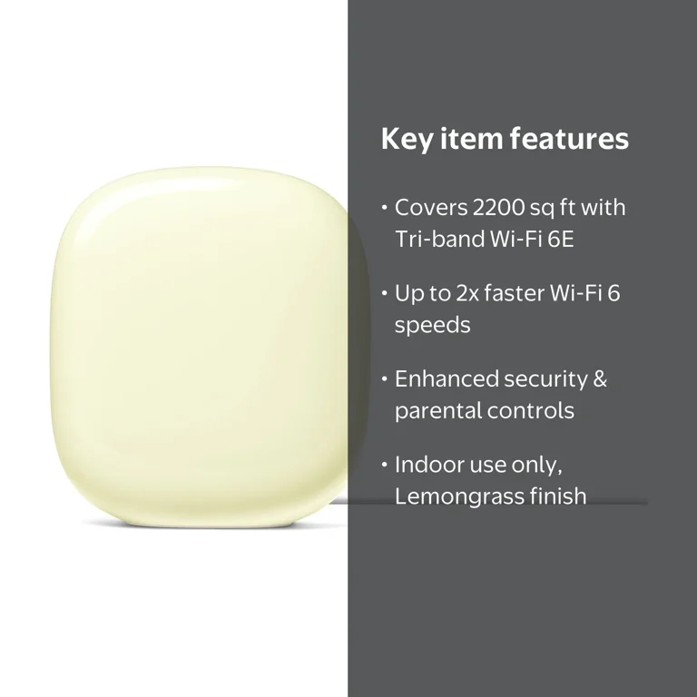 Google Nest Wifi Pro, Mesh Wi-Fi 6E Router, Lemongrass, Up to 2200