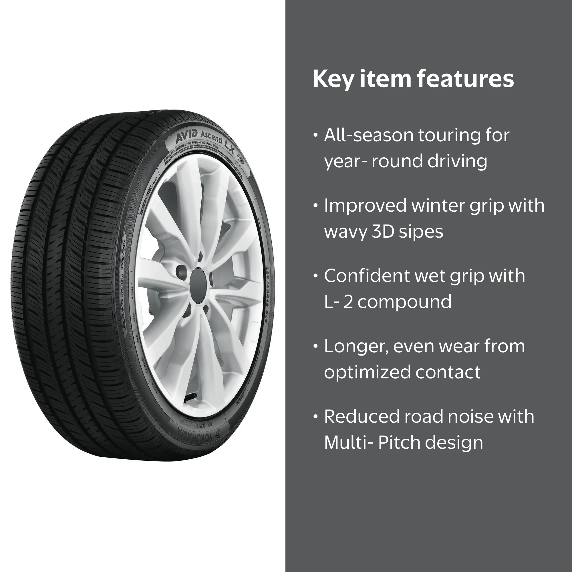Yokohama Avid Ascend LX All-Season Tire, 225/60R17/4 99H BW