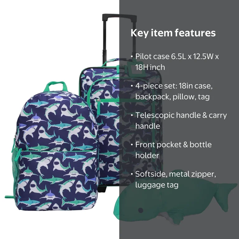 CRCKT 4-Piece Softside Kids Luggage Set, Includes 18