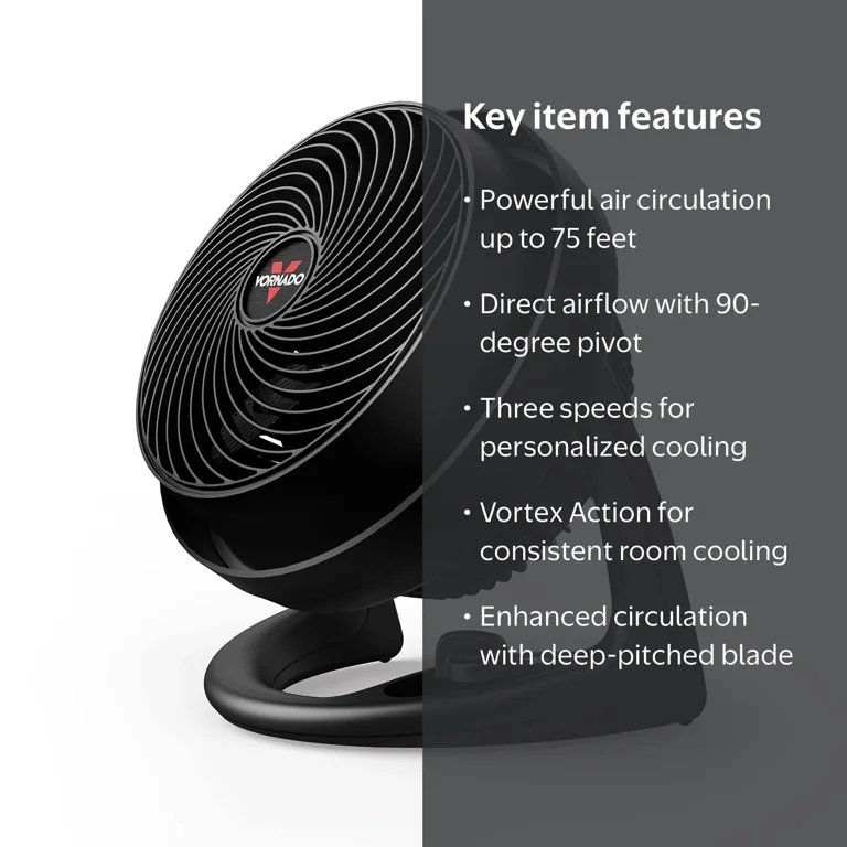 Vornado 610 Whole Room Air Circulator Fan with 3 Speeds, Cooling