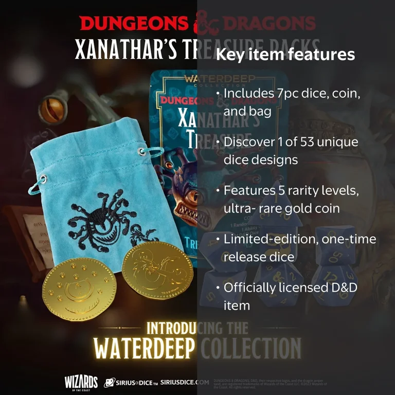 AZARE PRODUCTS セレクション5点 セット Dungeons & Dragons: Xanathar's Treasure Pack - 7pc Dice, Coin