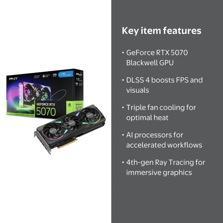 PNY, GeForce RTX‚Ñ¢ 5070 GPU, EPIC-X ARGB‚Ñ¢ Overclocked, Triple