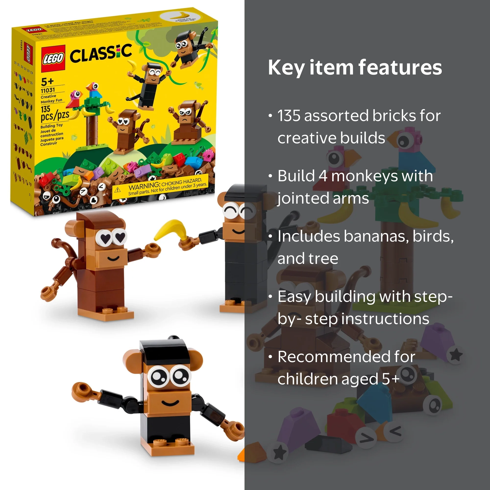 LEGO Monkey Toy Set | School design blocks - Walmart Business Supplies