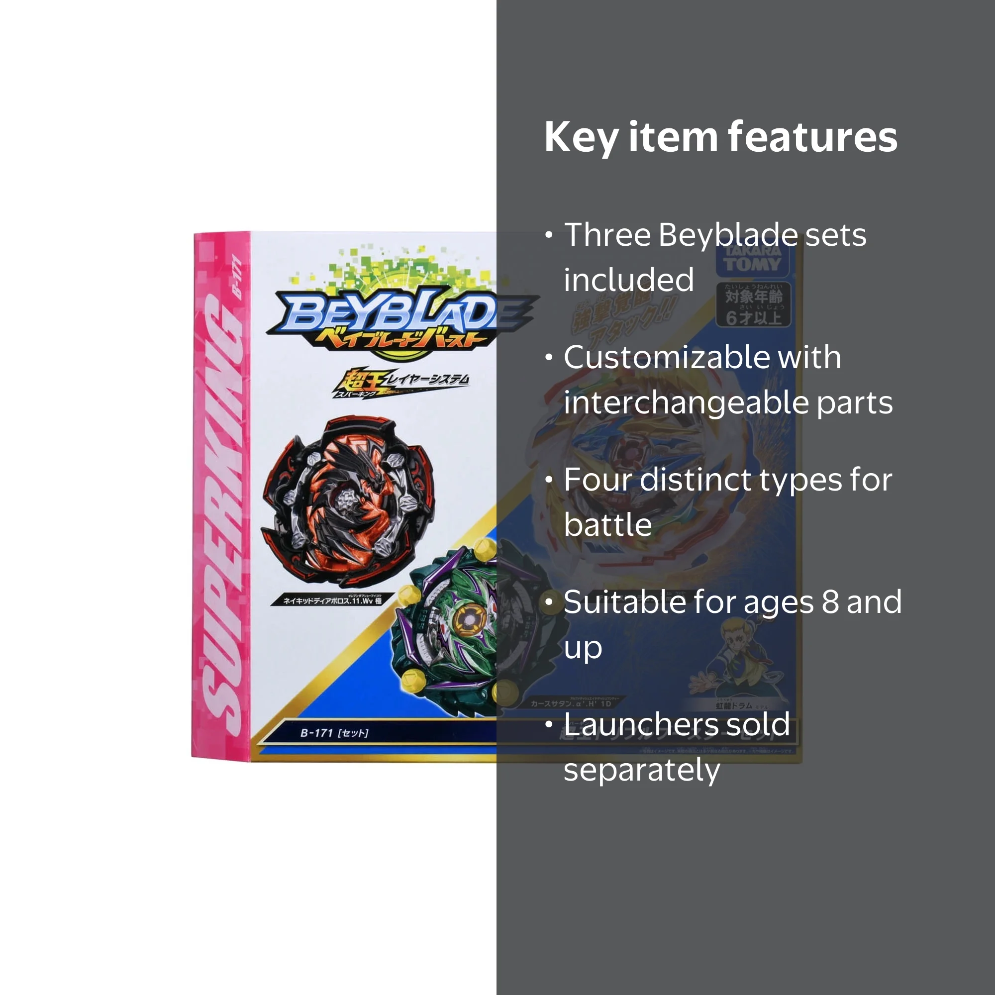 Takara Tomy Beyblade Battle Super King B-171 GT Triple Booster Set