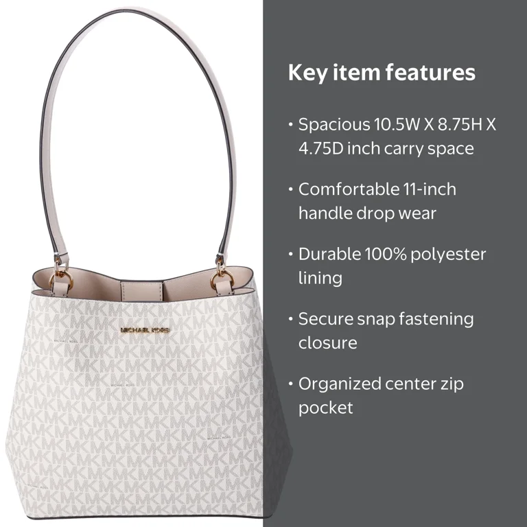 Michael Kors Pratt Medium Shoulder Bucket Bag, Light Cream MK