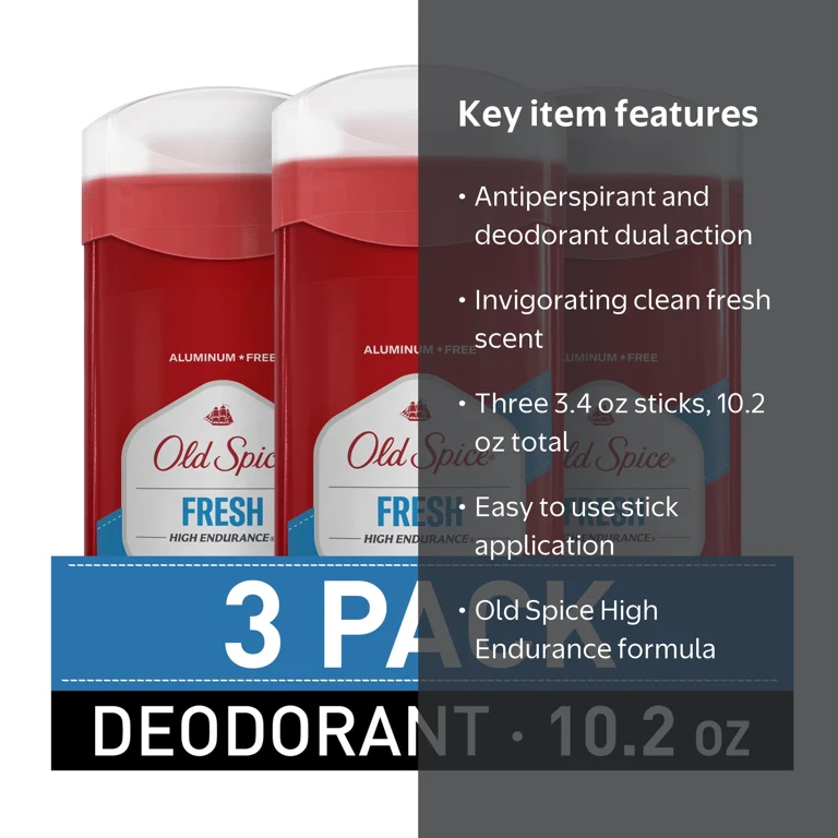 Old Spice Deodorant for Men High Endurance Fresh Scent 3x3.4oz