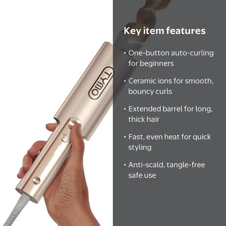 TYMO, CurlPro Plus Automatic Rotating Curling Iron, Long Barrel