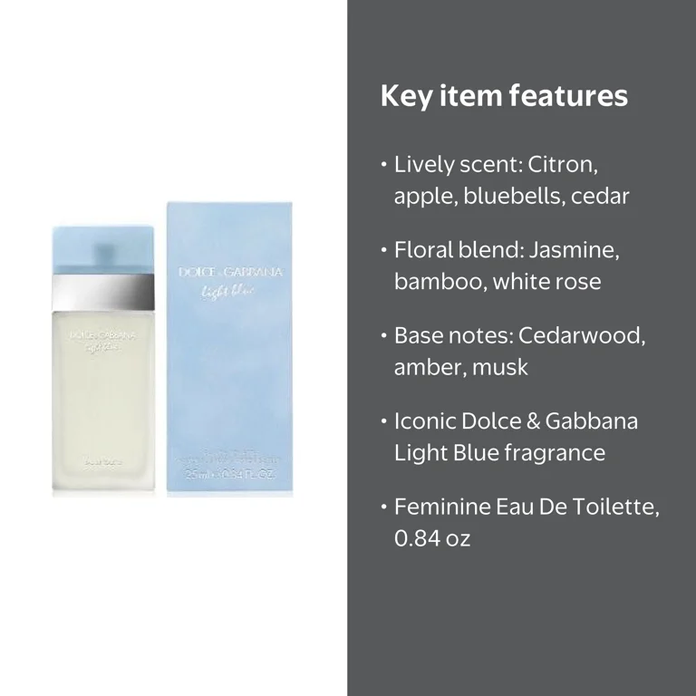 Dolce and Gabbana Light Blue Eau De Toilette, 0.84 oz, Perfume for