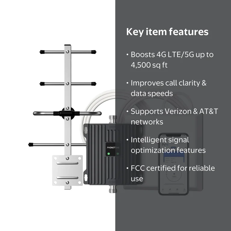 Phonetone Cell Phone Signal Booster, 12/13/17 Band, 4G/5G, FCC