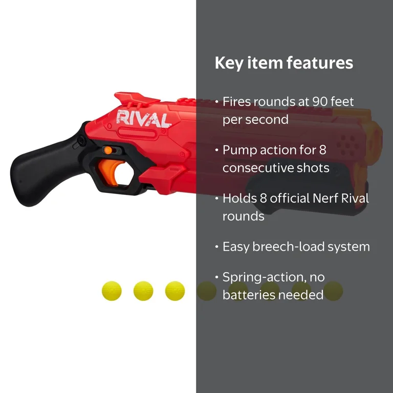 Nerf Rival Takedown XX-800 Blaster, Pump Action, Breech-Load, 8