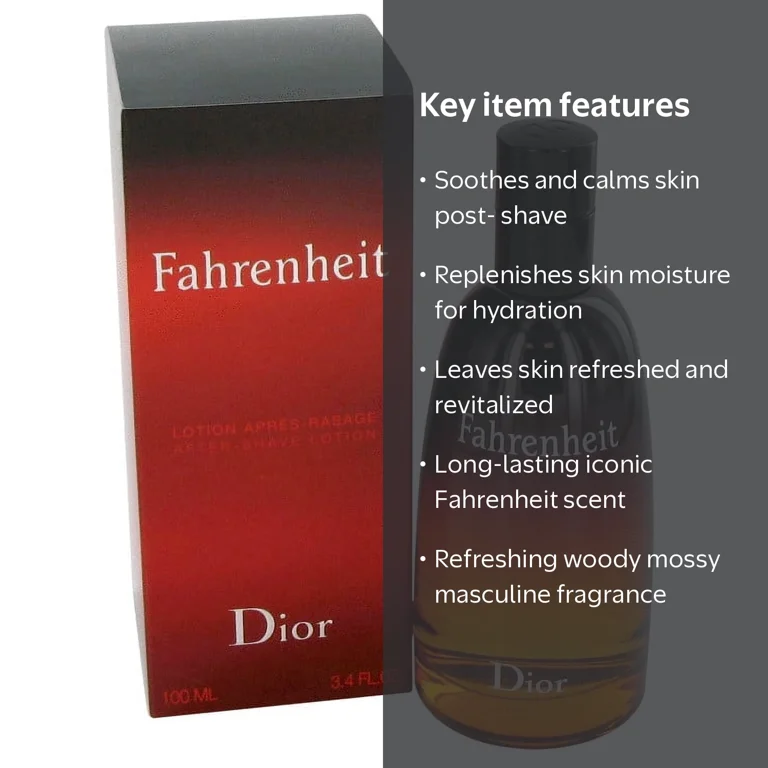Christian Dior Fahrenheit After Shave Lotion, For Men - 3.4 oz