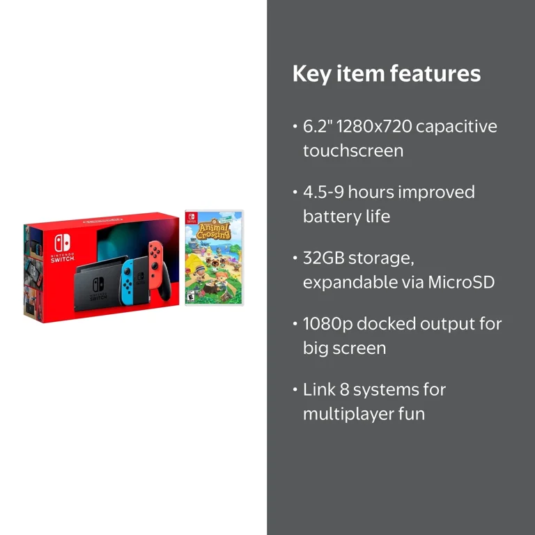 Nintendo, Switch Console, HAC 001, Neon Red Blue Joy-Con - Walmart.com