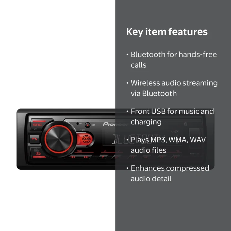 Pioneer MVH-S23BT Single DIN Bluetooth Car Stereo Receiver with