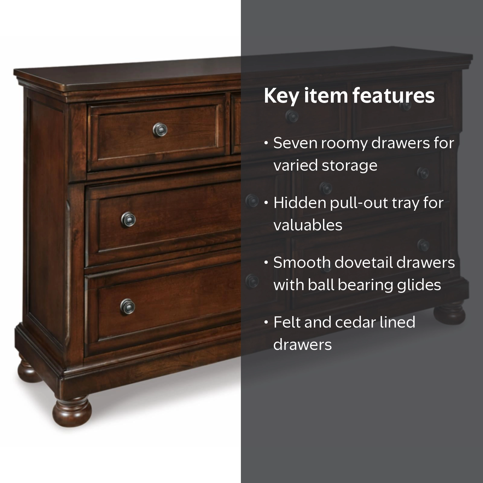Ashley Furniture, Dresser, 7-Drawer, Traditional Wood Dark Brown