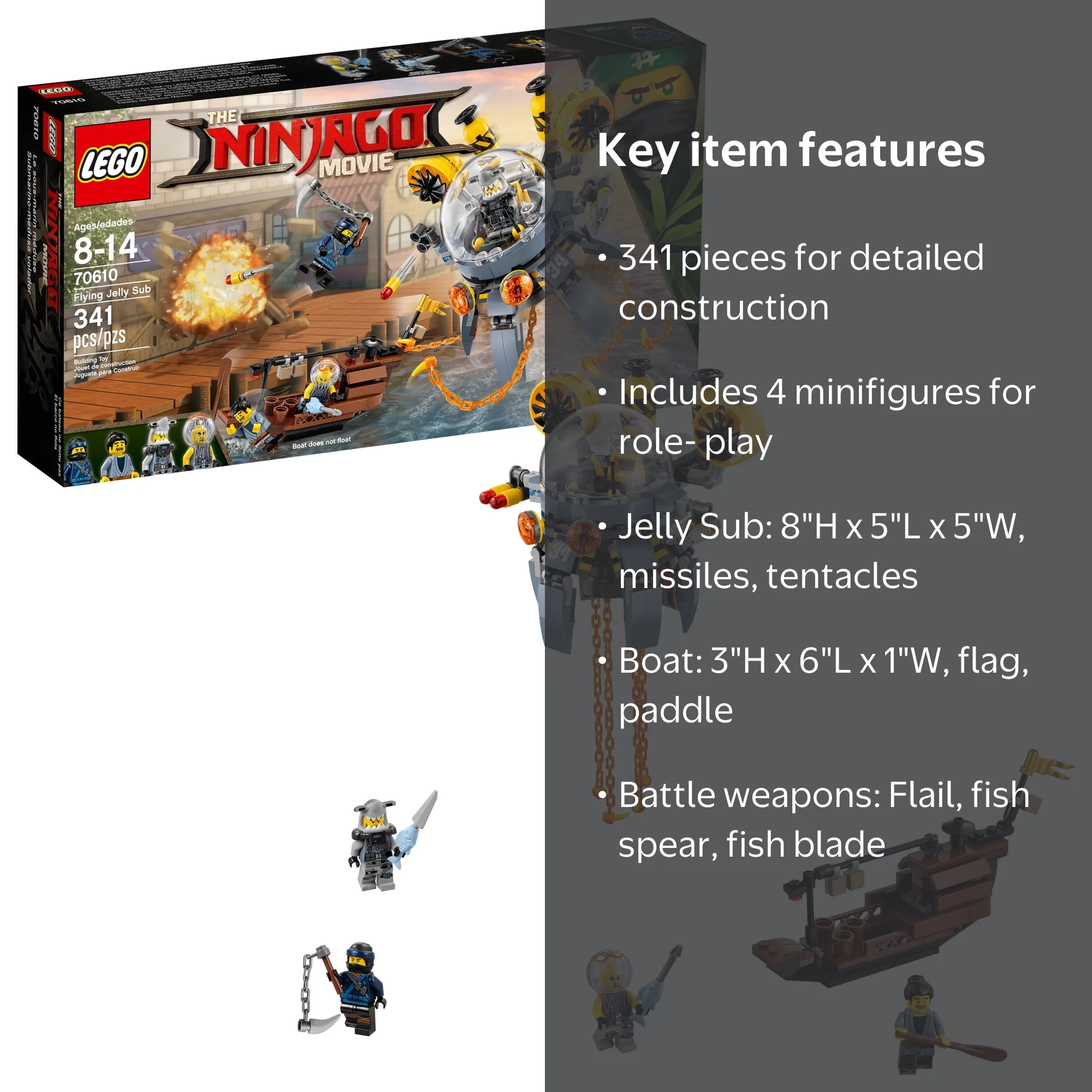 LEGO Ninjago Movie Flying Jelly Sub 70610 (341 Pieces) - Walmart.com