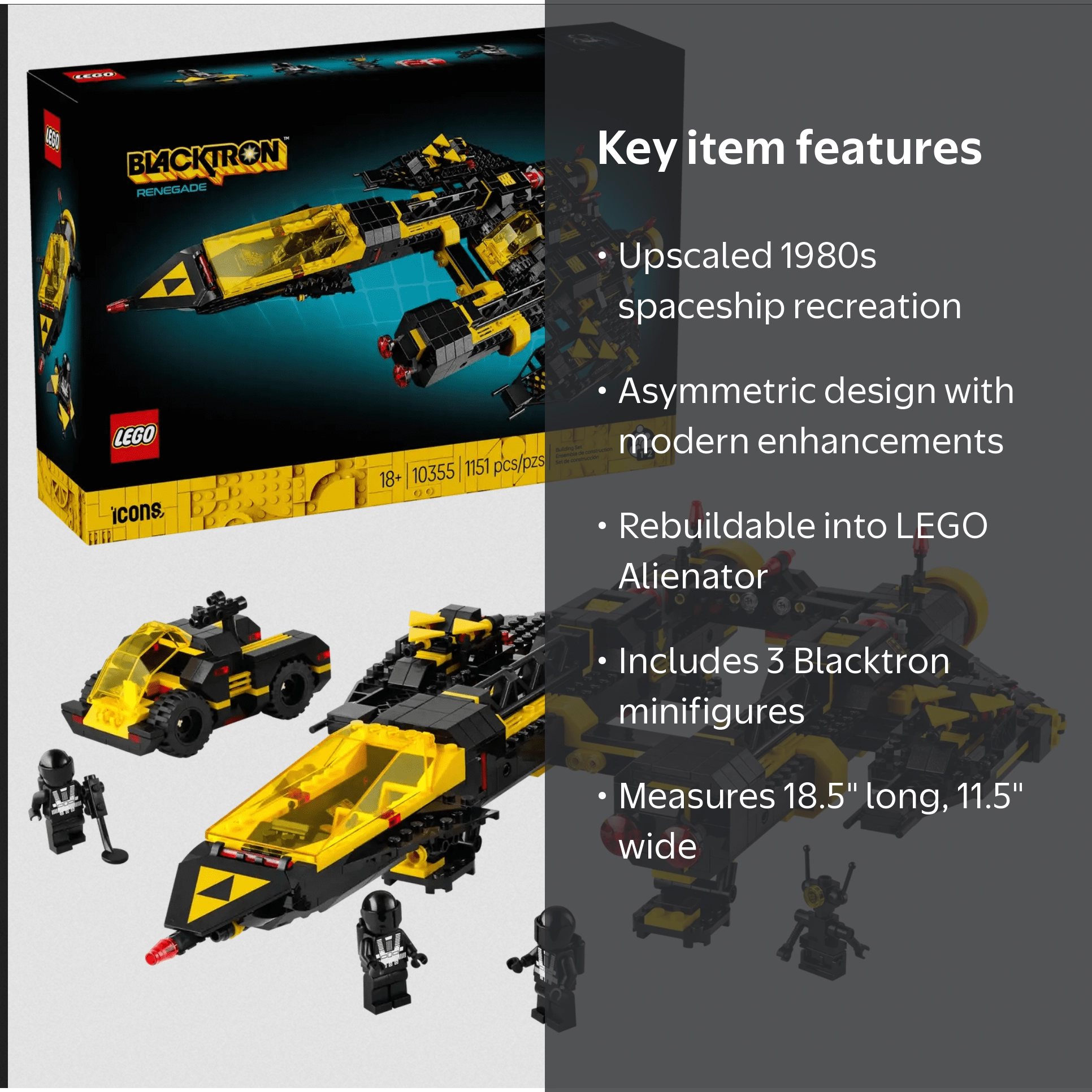 LEGO Blacktron Renegade Set 10355, 1151 Pieces, Space Pod and
